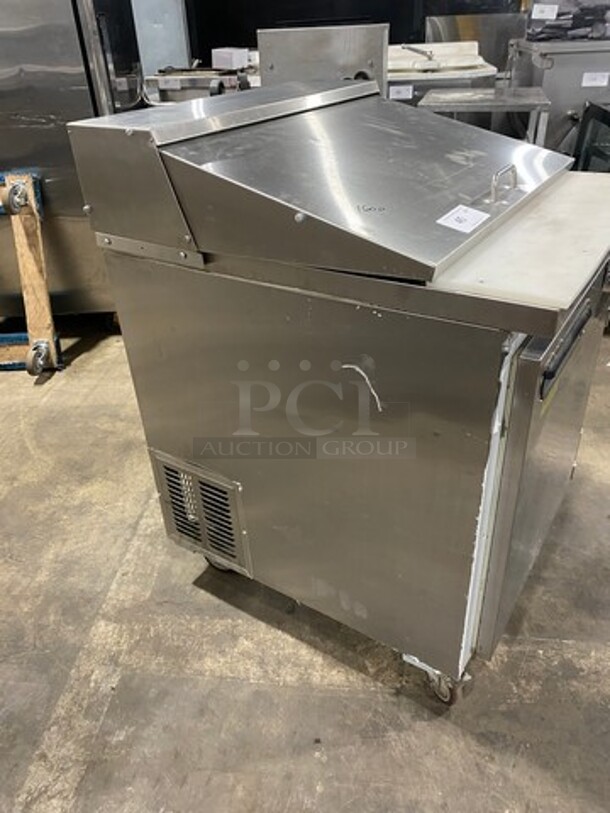  Leader Commercial Refrigerated Mega Top Sandwich Prep Table! With Commercial Cutting Board! With Single Door Underneath Storage Space! All Stainless Steel! On Casters! MODEL ESLM27SC SN:NP10M2704 - Image 3 of 9