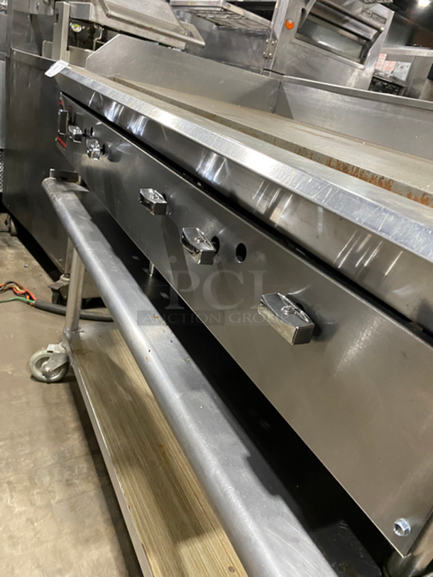 FAB! L & J Commercial Countertop Natural Gas Powered Flat Top Griddle! With Back & Side Splashes! On Equipment Stand! With Underneath Storage Space! All Stainless Steel! On Casters! - Image 6 of 8