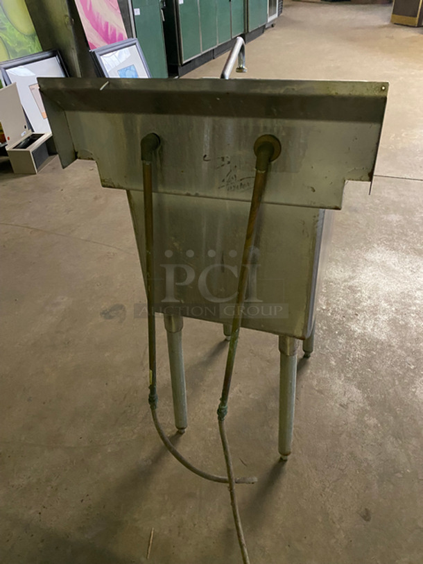 Duke Commercial Single Bay Sink! With Faucet And Handles! All Stainless Steel! On Legs! - Image 4 of 8