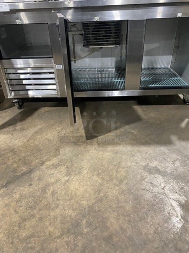 Leader Commercial 3 Door Under The Counter/ Work Top Cooler! With Poly Coated Racks! All Stainless Steel! On Casters! Model: LB72S/C SN: GA09M1922 115V 60HZ 1 Phase - Image 5 of 8