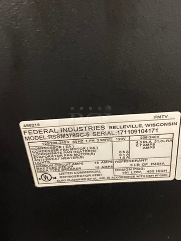Federal Industries Commercial Refrigerated Grab-N-Go Open Case Merchandiser! Model: RSSM378SC5 SN: 171109104171 120V/208/240V 60HZ 1 Phase - Image 6 of 10
