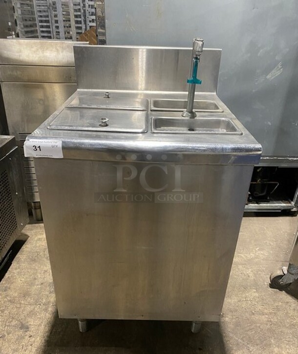 All Stainless Steel Custome Made Ice Bin With Water Tap! On Legs! - Item #1114086