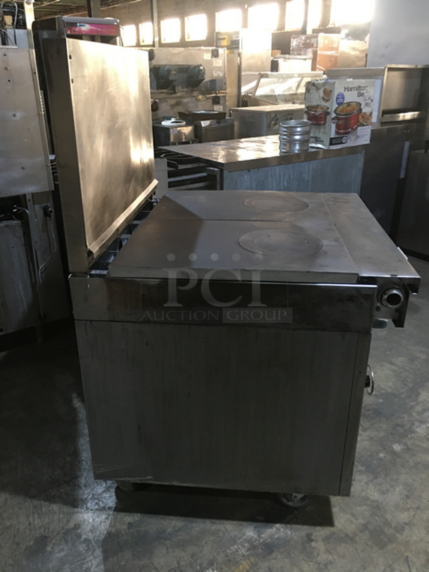 GREAT! Garland US Range Commercial Natural Gas Powered French Top/Hot Plate Stove! With Full Size Oven Underneath! With Metal Oven Racks! With Backsplash! All Stainless Steel! On Casters! - Image 3 of 9