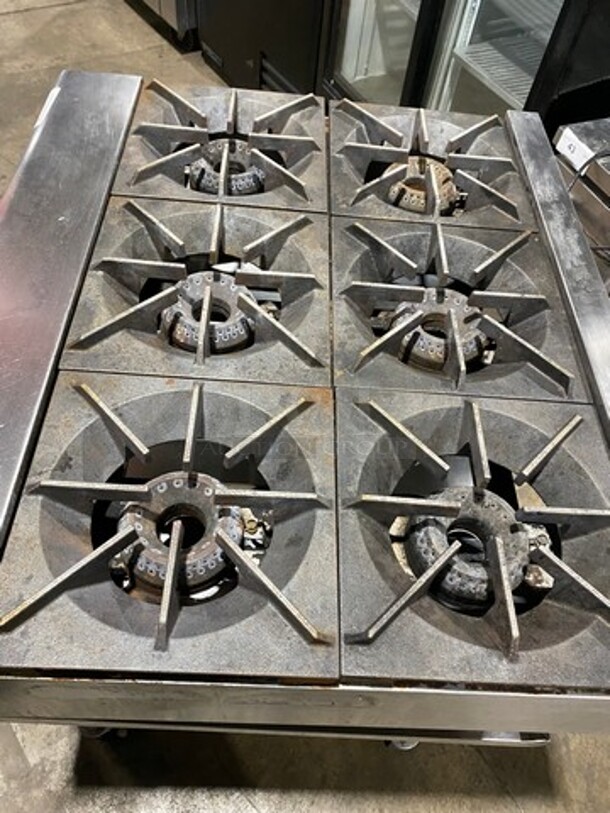 APW Wyott Commercial Countertop Natural Gas Powered 6 Burner Range! On Legs! On Equipment Stand! With Storage Space Underneath! All Stainless Steel! On Casters! - Image 5 of 9