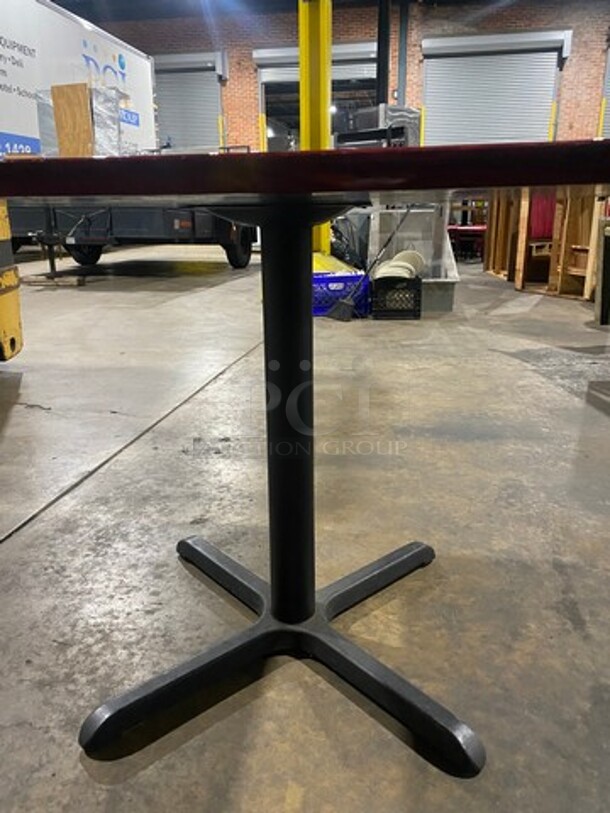 Wooden Pattern Top Square Table! With Black Metal Base! - Image 6 of 6