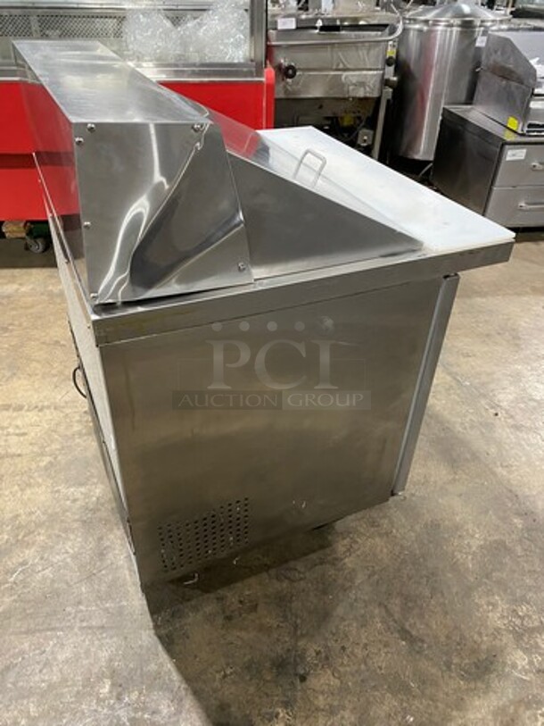 Universal Coolers Commercial Refrigerated Sandwich Prep Table! With Commercial Cutting Board! With 2 Door Storage Space Underneath! With Poly Coated Rack! All Stainless Steel! On Casters! - Image 4 of 9