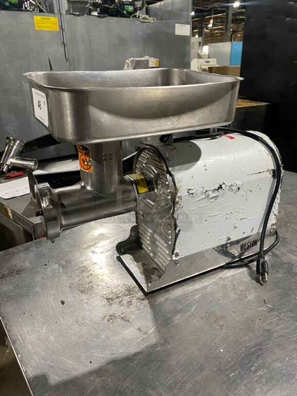 Weston Commercial Countertop Meat Grinder! All Stainless Steel! - Image 3 of 8