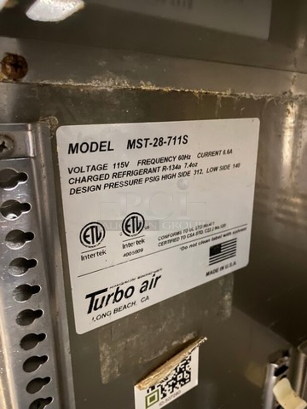 Turbo Air Refrigerated Salad Bar Island! Single Door Storage Space Underneath! All Stainless Steel! Model: MST28711S - Image 6 of 9