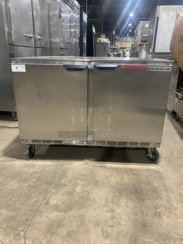 Beverage Air Commercial 2 Door Lowboy/Worktop Cooler! All Stainless Steel! On Casters! Model: UCR48A 115V 60HZ 1 Phase