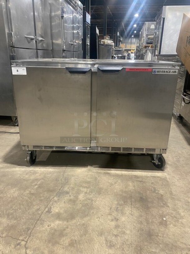 Beverage Air Commercial 2 Door Lowboy/Worktop Cooler! All Stainless Steel! On Casters! Model: UCR48A 115V 60HZ 1 Phase - Image 1 of 9