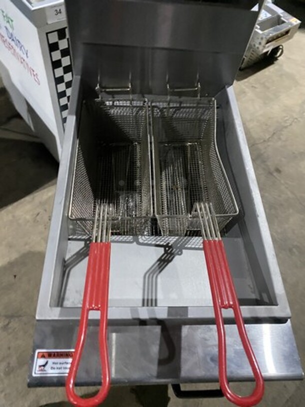 Nice! Cookline 2021 All Stainless Steel 40Lbs Natural Gas Powered Deep Fat Fryer! Model CF40 Serial 2102029013! On Legs!  - Image 5 of 9