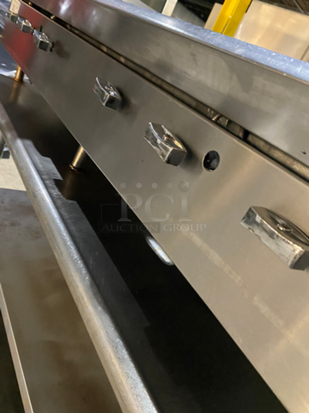 Commercial Countertop Natural Gas Powered Flat Top Griddle! With Back & Side Splashes! On Equipment Stand! With Underneath Storage Space! All Stainless Steel! On Casters! - Image 7 of 9