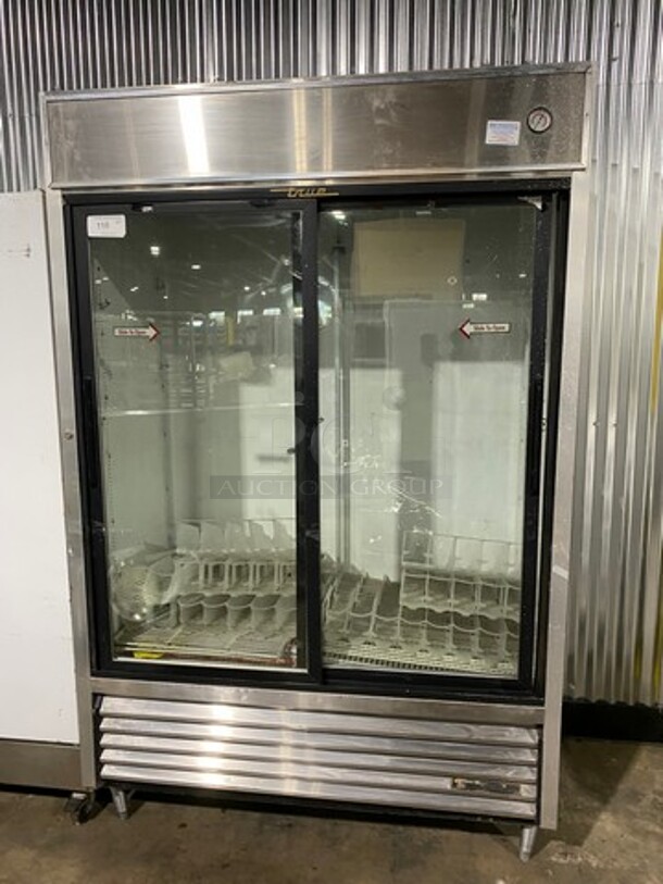 True Commercial 2 Door Cooler Merchandiser! With View Through Doors! Poly Drink Racks! All Stainless Steel! On Legs! Model: TSD47G SN: 14353538 115V 60HZ 1 Phase - Image 1 of 8