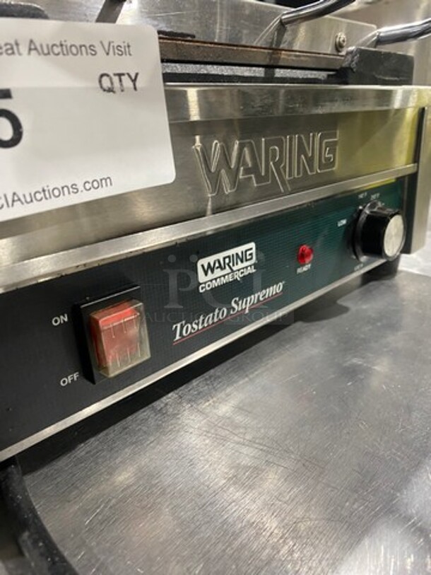 Waring Commercial Countertop Panini/Sandwich Supremo Grill! All Stainless Steel! Press With Flat Surface! Model: WFG250 120V - Image 7 of 9