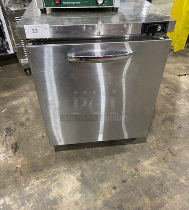 Continental Commercial Single Door Lowboy/Worktop Freezer! With Back Splash! All Stainless Steel! Model: SWF27BS SN: 15850728 115V 60HZ 1 Phase