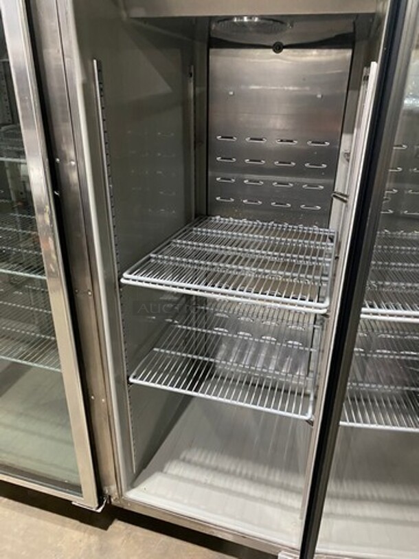 COOL! Hoshizaki Commercial 3 Door Reach In Cooler Merchandiser! With View Through Doors! Poly Coated Racks! All Stainless Steel Body! Model: CR3BFGYCR SN: E50016E 115V 60HZ 1 Phase - Image 7 of 9