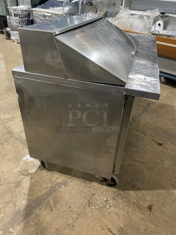 BEVERAGE AIR All Stainless-Steel! Refrigerated Sandwich/Salad Prep Table Area With Lid! With 3 Door Storage! On Casters! - Image 2 of 9
