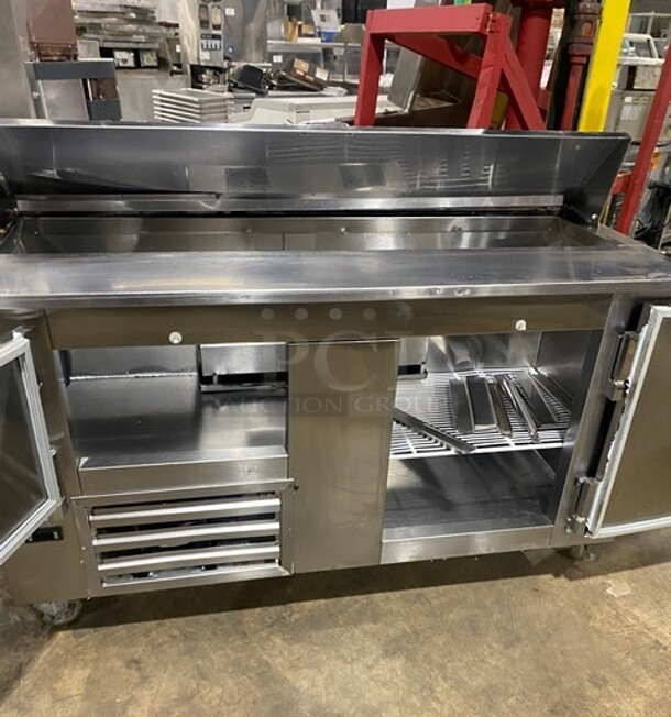 Cool Tech Commercial Refrigerated Sandwich Prep Table! With 2 Door Storage Space Underneath! All Stainless Steel! On Casters! Model: CUST60BM SN: 025719 120V 60HZ 1 Phase - Image 5 of 9
