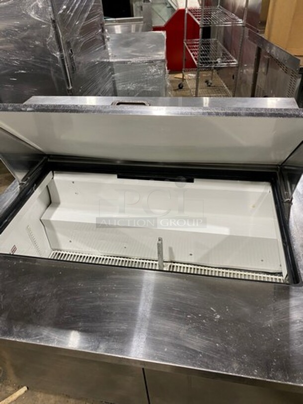 True Commercial Refrigerated Sandwich Prep Table! With 2 Door Underneath Storage Space! With Poly Coated Racks! All Stainless Steel! On Casters! Model: TSSU4818MB SN: 7025224 115V 60HZ 1 Phase - Image 7 of 10