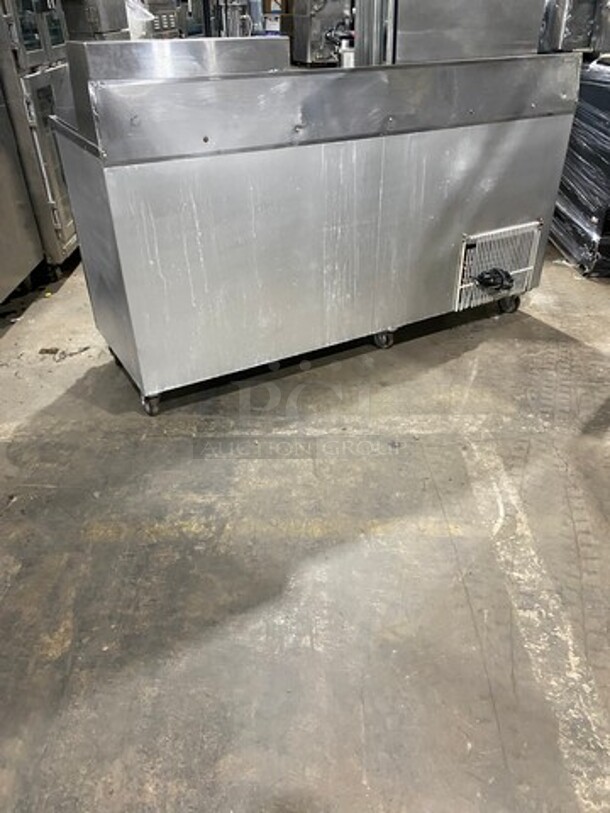 Leader Commercial Refrigerated Sandwich Prep Table! With Back Splash! With 3 Door Storage Space Underneath! Poly Coated Racks! All Stainless Steel! On Casters! Model: LM72S/C SN: PR010562 115V 60HZ 1 Phase - Image 4 of 10