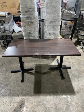 Brand New! Red Oak 30 By 60 1.5" Thick Dining Table! Walnut Finish! On Metal Legs! 