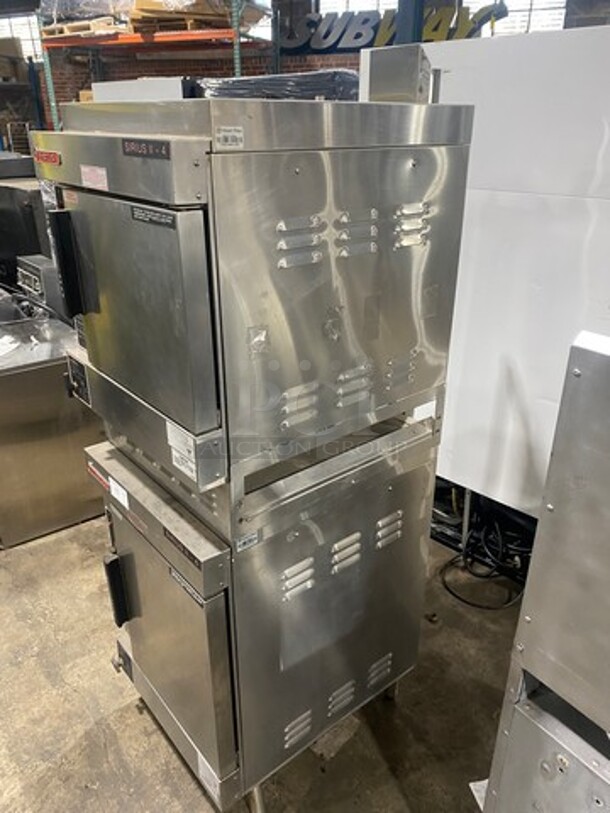 Sweet! 2014 Market Forge Commercial Natural Gas Powered Double Deck Convection  Steamer Cabinet! All Stainless Steel! On Legs! 2x Your Bid Makes One Unit! Model: SIRIUS II-6! - Image 2 of 12