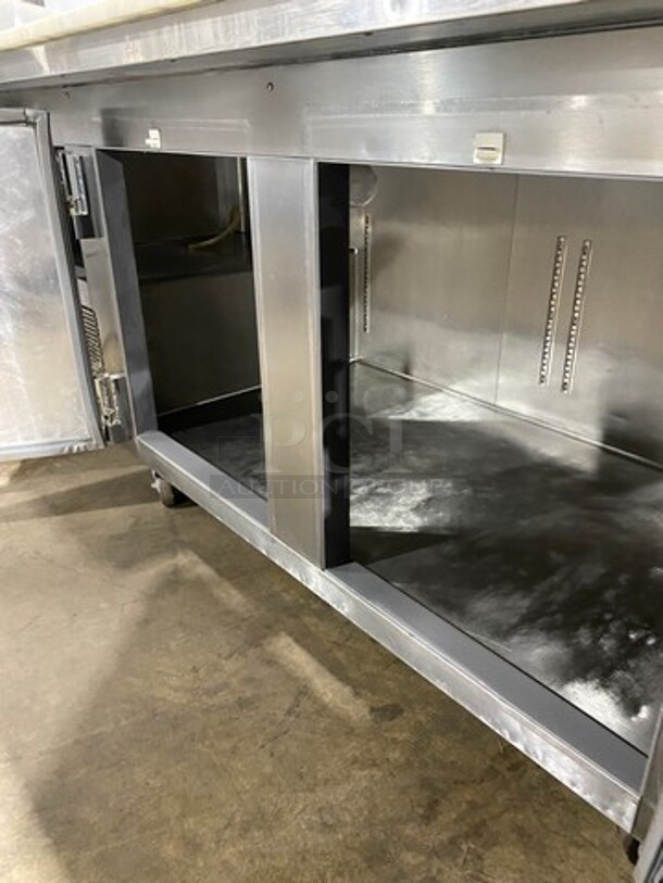 Leader Commercial Refrigerated Marble Top Pizza Prep Table! With 3 Door Underneath Storage Space! All Stainless Steel! On Casters! Model: PT72 SN: NG120598 115V 60HZ 1 Phase - Image 6 of 11