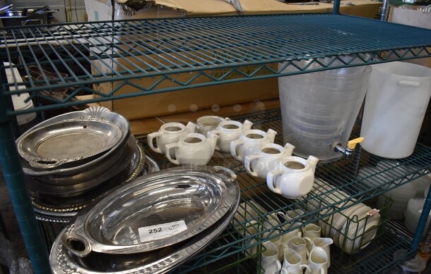 ALL ONE MONEY! Tier Lot of Various Items Including Metal Dishes, Ceramic Pitchers and Poly Bin
