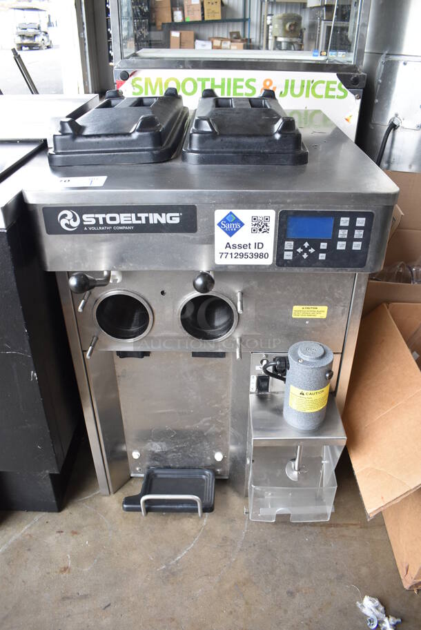 2020 Stoelting SF121-38I2 Stainless Steel Commercial Countertop Air Cooled 2 Flavor Soft Serve Ice Cream Machine. 208-240 Volts, 1 Phase. 22x33x35