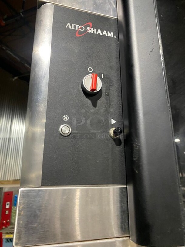 Amazing! RARE FIND! Alto-Shaam Commercial Chicken Rotisserie Oven! With 7 Spits! With Curved Glass! With Built In VENTLESS HOOD! Model AR-7EVH Serial 1953129000! 208V 3 Phase! On Stand With Casters! WORKING WHEN REMOVED! - Image 7 of 10