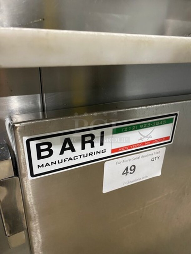 Bari Commercial Refrigerated Pizza Prep Table! With Marble Top! With 3 Door Storage Space Underneath! All Stainless Steel! On Casters! - Image 8 of 9