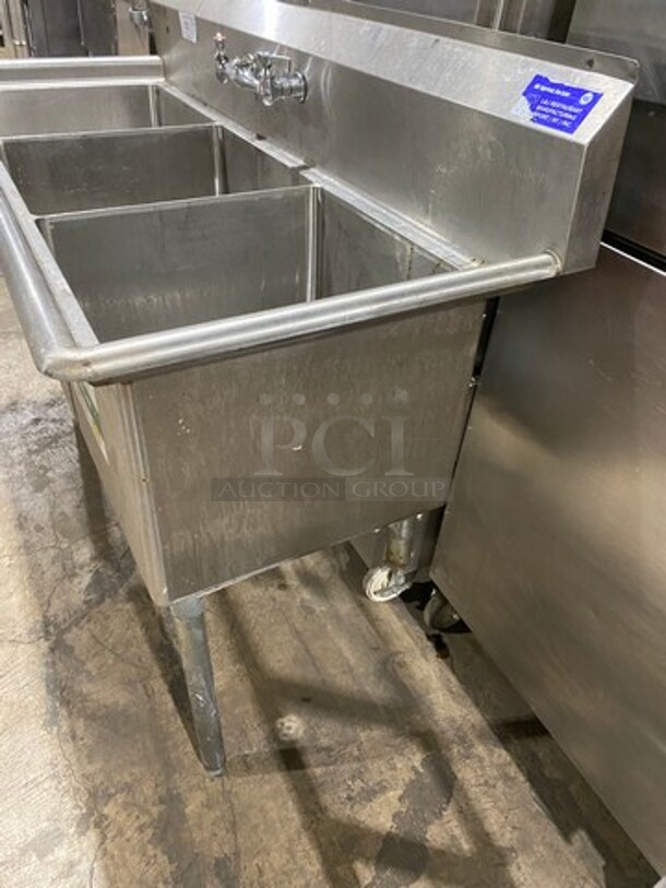 L & J Commercial 3 Compartment Dish Washing Sink! With Back Splash! All Stainless Steel! On Legs! - Image 2 of 9