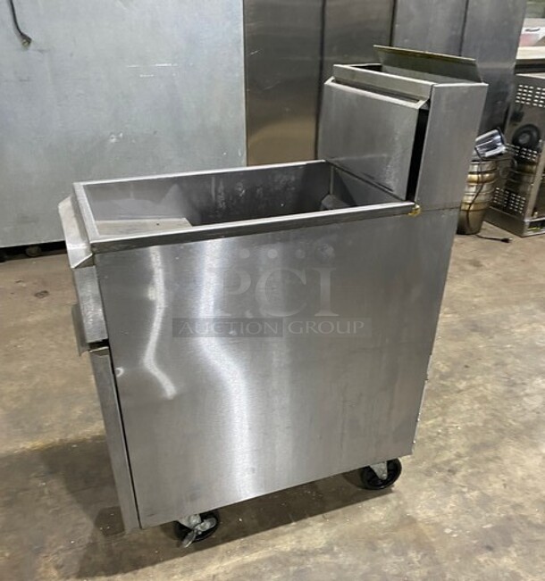 Asber Commercial Natural Gas Powered Deep Fat Fryer! With Backsplash! All Stainless Steel! On Casters! - Image 2 of 8