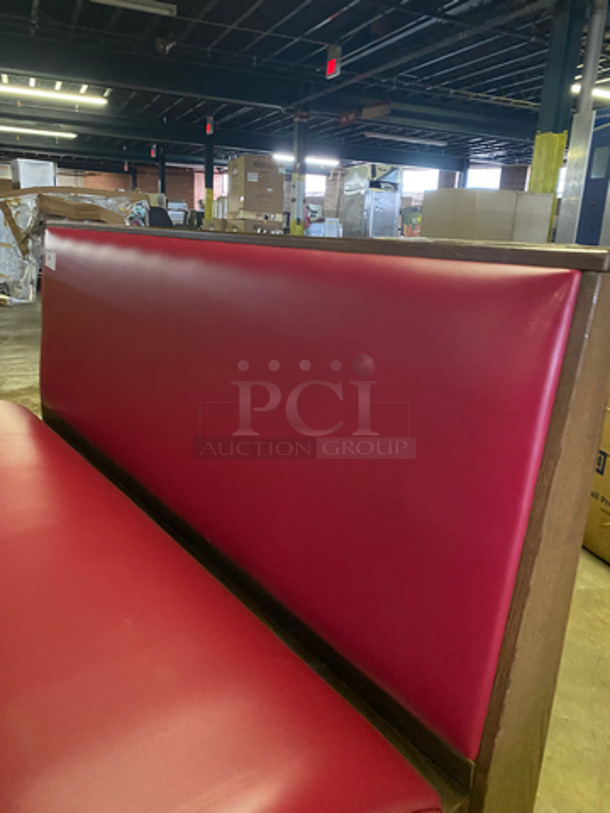 NEW! Single Sided Red Cushioned Booth Seat! With Wooden Outline! Perfect For Up Against The Wall! Can Be Connected To Any Of The Booths LIsted! - Image 6 of 8