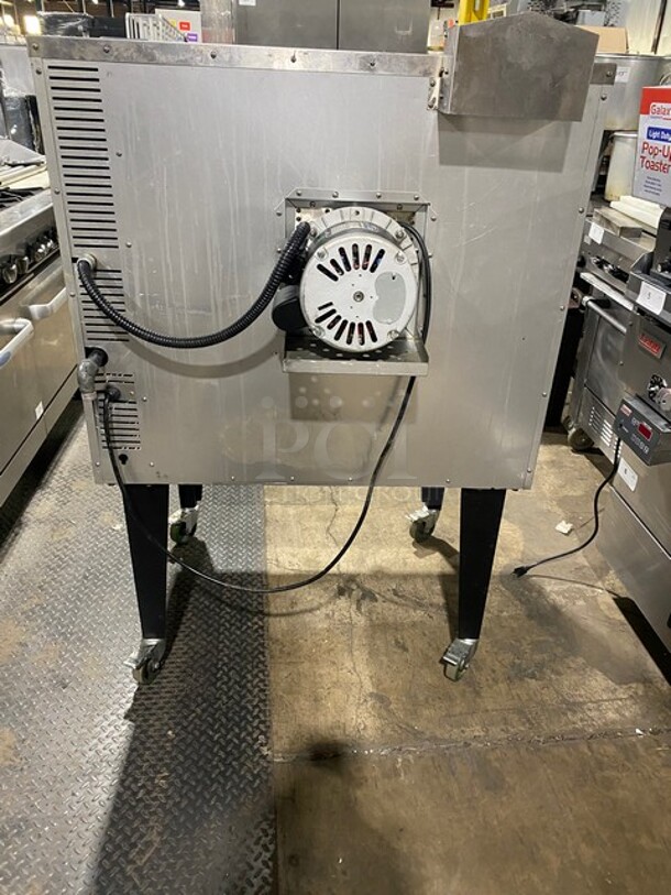 Nice! 2021 Magic Chef 38in Natural Gas Powered Commercial Convection Oven Stainless Steel! On Commercial Casters! Working When Removed! MODEL M38COD SN:21070096A  - Image 3 of 12