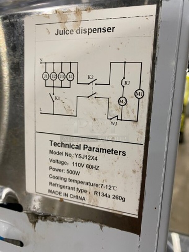 Commercial Countertop 4 Hopper Refrigerated Beverage Dispenser! Model: YSJ12X4 110V - Image 8 of 9