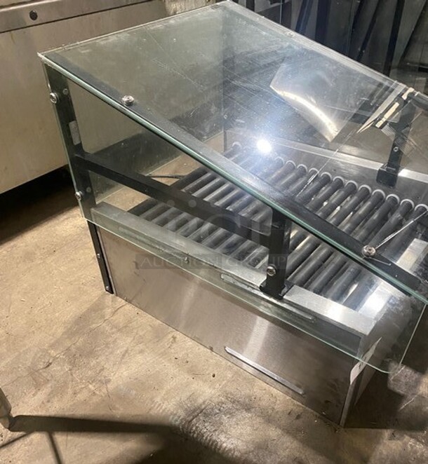 Star Stainless Steel Commercial Countertop Hot Dog Roller w/ Sneeze Guard and Bun Drawer! MODEL  45STBDE 120V 1PH - Image 4 of 10