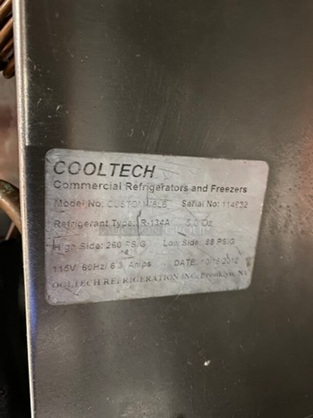 Cool Tech Commercial 2 Door Lowboy/Worktop Cooler! All Stainless Steel! On Casters! Model: CUSTOM48LB SN: 114962 115V - Image 9 of 11