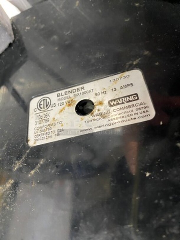 Waring Commercial Countertop Blender! BASE ONLY! Model: MX1000XT SN: 130730 120V - Image 7 of 8