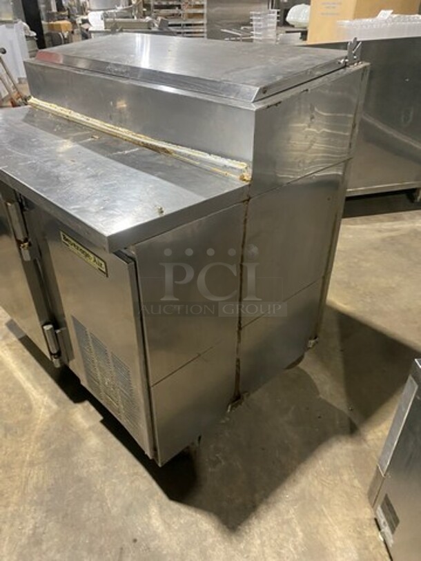 Beverage Air Commercial Refrigerated Pizza Prep Table! With Single Door Underneath Storage Space! All Stainless Steel! On Casters! Model: DP46! Working When Removed! - Image 2 of 9