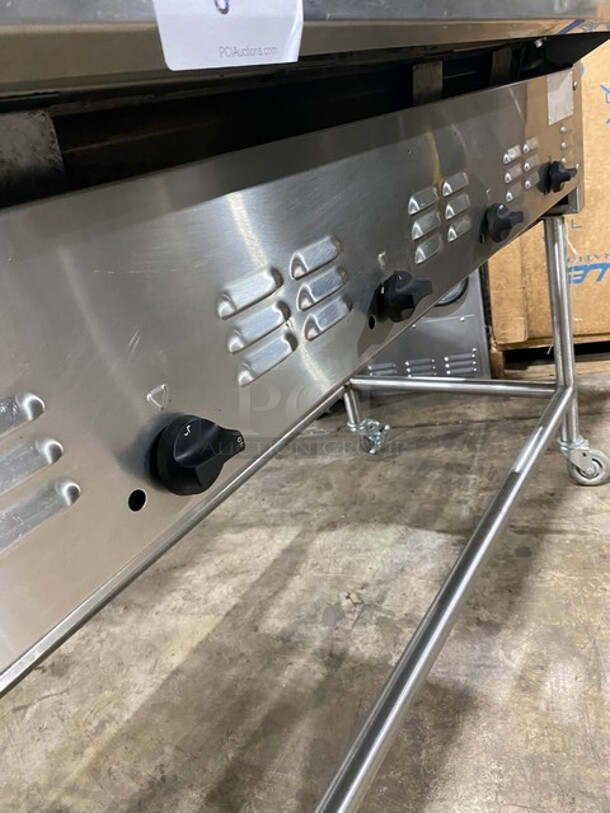 Commercial Natural Gas Powered Char Broiler Grill! With Back And Side Splashes! All Stainless Steel! On 
Commercial Casters! - Image 6 of 8