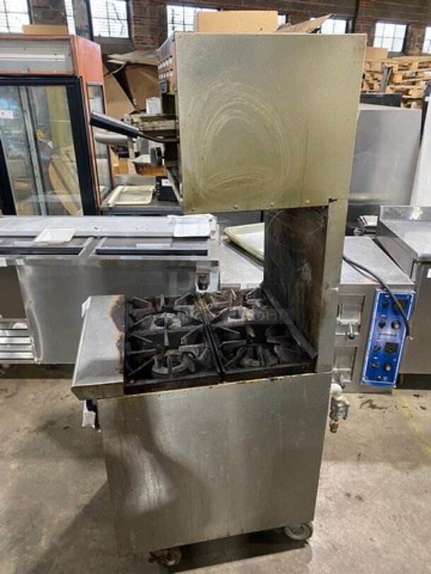 LATE MODEL! Tristar Commercial Natural Gas Powered 4 Burner Stove! With Raised Back Splash And Bakers Pride Salamander! With Full Size Oven Underneath! All Stainless Steel! On Casters! WORKING WHEN REMOVED! Model: TSR4 SN: 990441107015 - Image 3 of 11