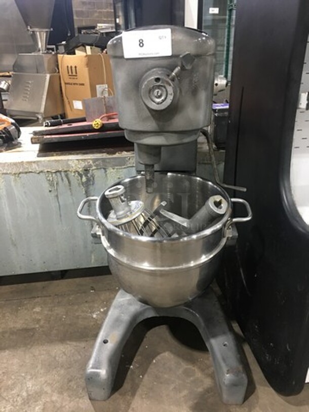 Hobart Commercial Floor Style 30QT Planetary Mixer! With Whisk And Paddle Attachments! With Bowl! Stainless Steel! WORKING WHEN REMOVED! Model: D300T SN: 151522 115V 60HZ 1 Phase