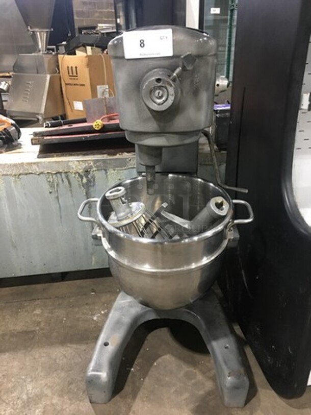 Hobart Commercial Floor Style 30QT Planetary Mixer! With Whisk And Paddle Attachments! With Bowl! Stainless Steel! WORKING WHEN REMOVED! Model: D300T SN: 151522 115V 60HZ 1 Phase - Image 1 of 10