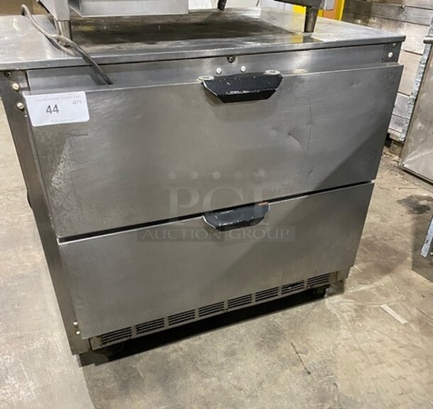 Beverage Air Commercial Refrigerated 2 Drawer Lowboy Worktop Cooler! All Stainless Steel! On Casters! Model UCRD36A SN 11213311 115V PHASE 1 - Image 1 of 7