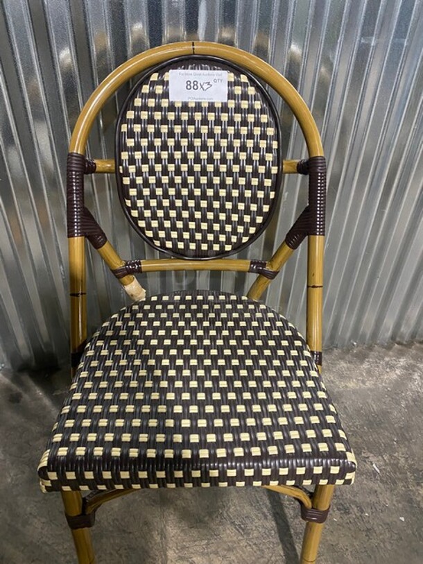 NEW! Nice Aluminum Bamboo Patio Dinning Side Chair In Brown! 3x Your Bid! - Image 5 of 7