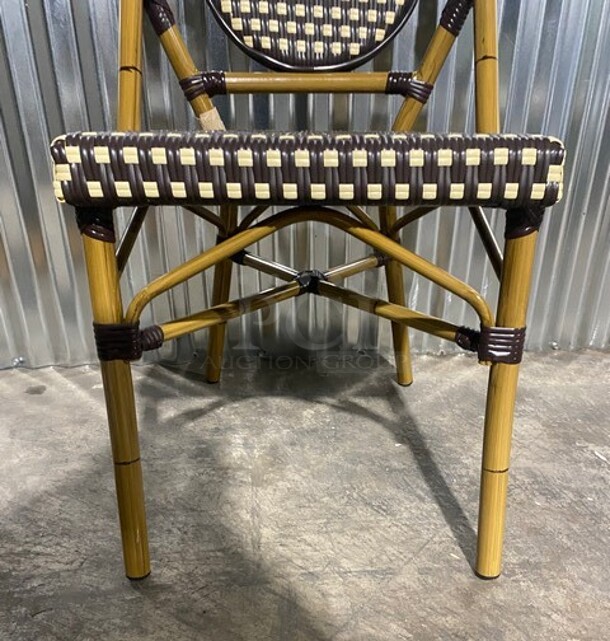 NEW! Nice Aluminum Bamboo Patio Dinning Side Chair In Brown! 3x Your Bid! - Image 6 of 7