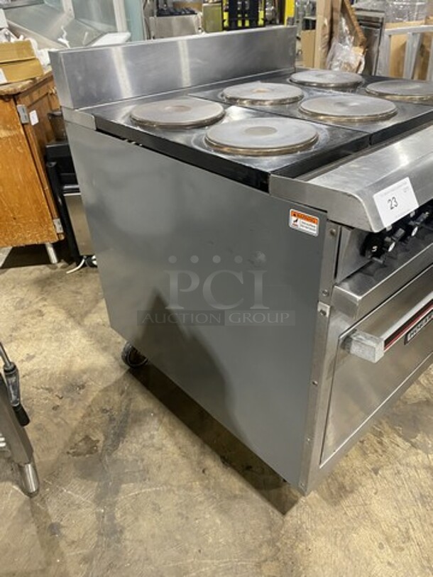 Hobart Electric Powered 6 Burner Stove! With Full Size Oven Underneath! Model HCR43 Serial 481277840! 480V 3 Phase! On Commercial Casters! - Image 2 of 10