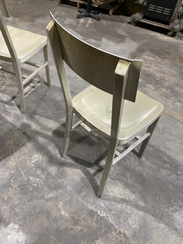 Nice! Brushed Nickel Look Metal Dinning Chairs! 4 X Your Bid!  - Image 3 of 6