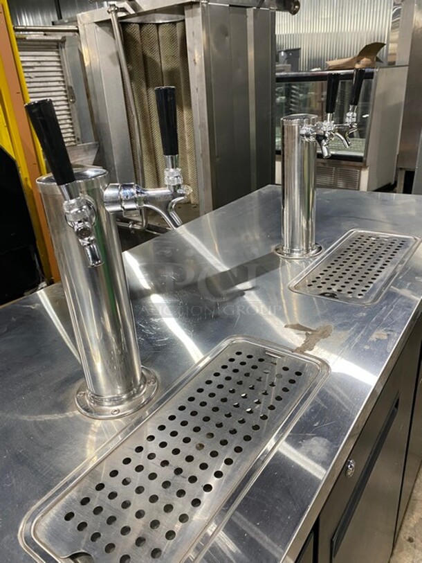 NICE! Avantco Commercial Refrigerated Dual Tower Kegerator! With Towers! With 3 Door Storage Space Underneath! Poly Coated Racks! Model: 178UDD378 SN:6436334321083606 115V  - Image 9 of 10
